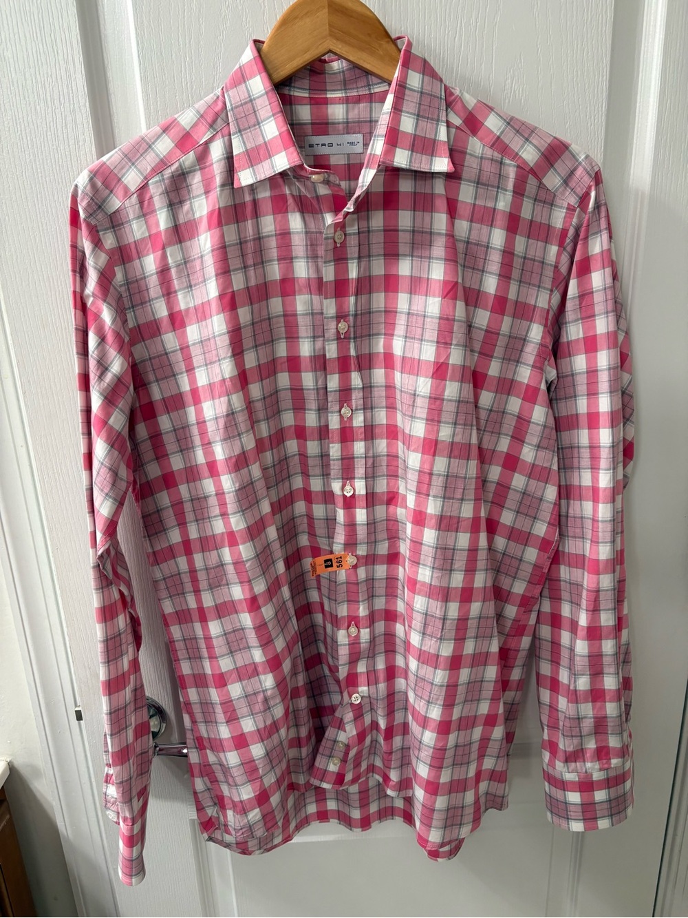 Etro Pink and White Plaid Button-Down Shirt